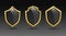 Black glass shields with golden frames