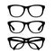 Black glasses set. Vector retro eyeglasses frames set.