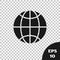 Black Global technology or social network icon isolated on transparent background. Vector Illustration