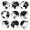 Black globe earth vector icon set