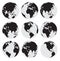 Black globe earth vector icon set