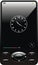 Black glossy cell phone with clock