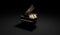 Black Glossy Piano in the Dark Scene