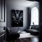 black glossy room with soft light on walls sci-fi futuristic interior