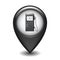 Black Glossy Style Map Pointer With Gasoline station icon.