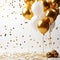 Black and Gold Bliss Stylish Balloon Setup for Special Occasion Golden Moments Confetti Balloons Background and 3D Gold Balloons