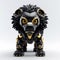 Black Gold Cartoon Robot Lion Android Model And Texture