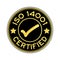 Black and gold color ISO 14001 certified with mark icon round st