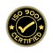 Black and gold color ISO 9001 certified with mark icon sticker