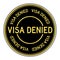 Black and gold color sticker in word visa denied on white background