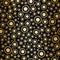 Black gold foil circles seamless vector pattern background. Modern stylish dots metallic backdrop. Elegant champagne