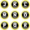 Black and Gold Glassy Alphabet Button icons