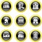 Black Gold Glassy Bubble Button Architecture Icons