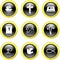 Black Gold Glassy Bubble Button Christian Icons