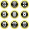 Black Gold Glassy Bubble Button Flower Icons