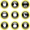 Black Gold Glassy Bubble Button Fruit Icons