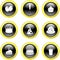 Black Gold Glassy Bubble Button Party Icons