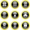 Black Gold Glassy Bubble Button Retro Icons