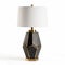 Black And Gold Leatherhide Table Lamp With Old-world Charm