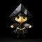 Black And Gold Origami Doll: A Charming Anime Character In Cinema4d