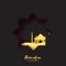 Black Gold Origami Mosque Star Window Ramadan Kareem Greeting card.