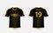 Black and gold pattern sport football kits, jersey, t-shirt design template