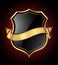 Black and gold shield and ribbon