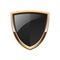 Black and gold shiny shield. Luxury heraldic logo element.