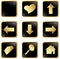 Black gold square web buttons