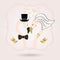 Black and golden abstract flamingo bride and groom head icons on pink