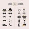 Black and golden hipster Men Vs Women accessories and design icons
