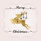 Black and golden Merry Christmas banner decoration and cute jumping reindeer