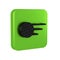 Black Golf ball icon isolated on transparent background. Green square button.