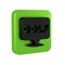 Black Golf label icon isolated on transparent background. Green square button.