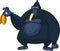 Black Gorilla Cartoon Character Is Holding A Banana