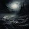 Black Gothic Seascape: A Dark Fantasy Ocean Scene