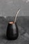 Black gourd with sipped metal straw best use for Yerba Mate tea