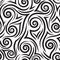 Black graceful smooth lines corners and spirals on a white background vector seamless pattern.Abstract texture waves or swirl