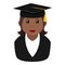 Black Graduated Girl Avatar Flat Icon