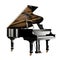 Black grand piano isolated on transparent background, Elegant beautiful grand piano, side view