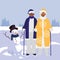 Black grandparents couple with winter clothes