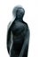 Black granite statue of woman with big heart