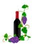 Black Grapes with Wine Bottle Realistic