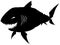 Black graphic silhouette shark with sharp teeth