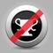 Black gray button, white sports cup banned icon