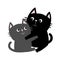 Black Gray Cat hugging family couple. Hug, embrace, cuddle. Happy Valentines day Greeting card. Cute funny cartoon character. Kitt