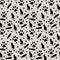 Black and gray cat,  paw prints, fish, and hearts seamless and repeat pattern background