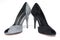 Black and gray female shoes