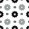 Black and gray gear geometric shapes seamless pattern repeat background.