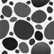 Black and gray stone shapes on white applique seamless monochrome pattern